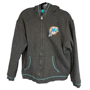 NFL Pro Line Miami Dolphins NFL Full Zip Speckled Hooded Sweatshirt M Black/Teal